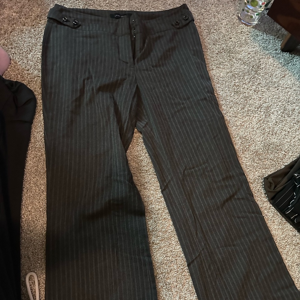 Low waisted flare trousers size 10 grey pinstriped